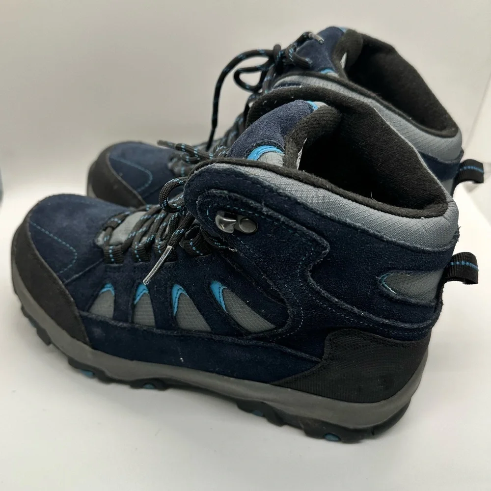 Lands End, Suede and Canvas‎ lace up blue hiking boots 7B EUC